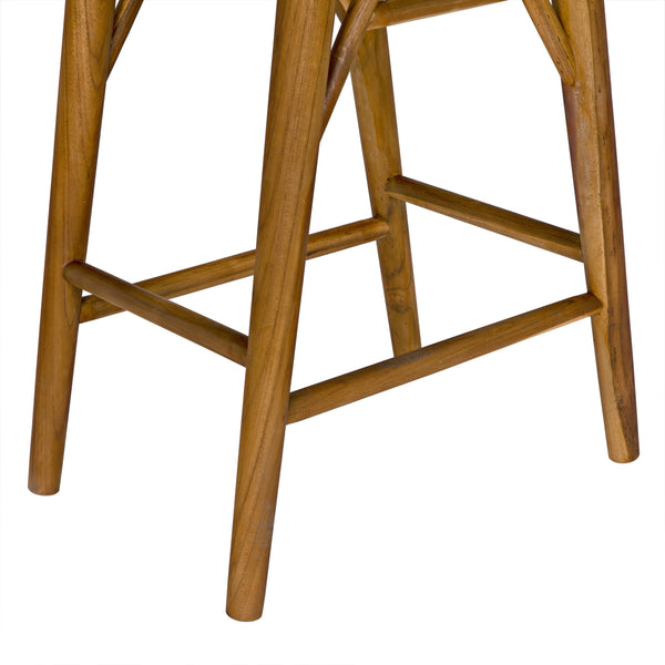 Murphy Teak and Caning Counter Stool with Clear Flat Finish
