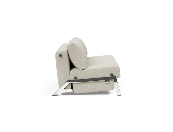 CUBED QUEEN SOFA BED in MIXED DANCE NATURAL FABRIC WITH Chrome legs 527