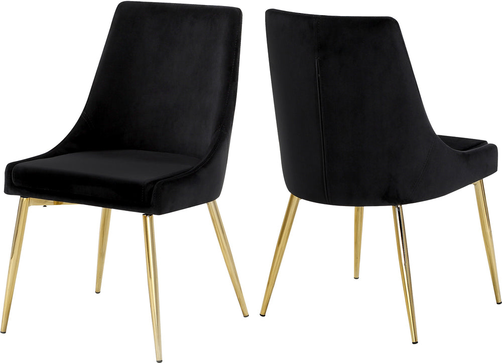 Lynette Dining Chair In Black Velvet and Gold