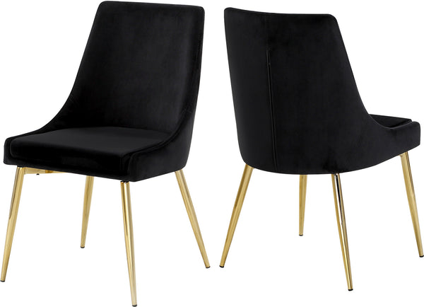 Lynette Dining Chair In Black Velvet and Gold