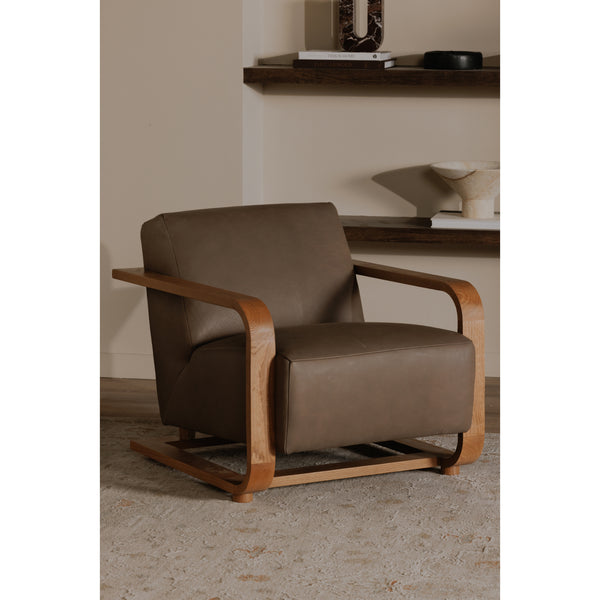 Moe's Eckersley Lounge Chair in Cool Brown Leather