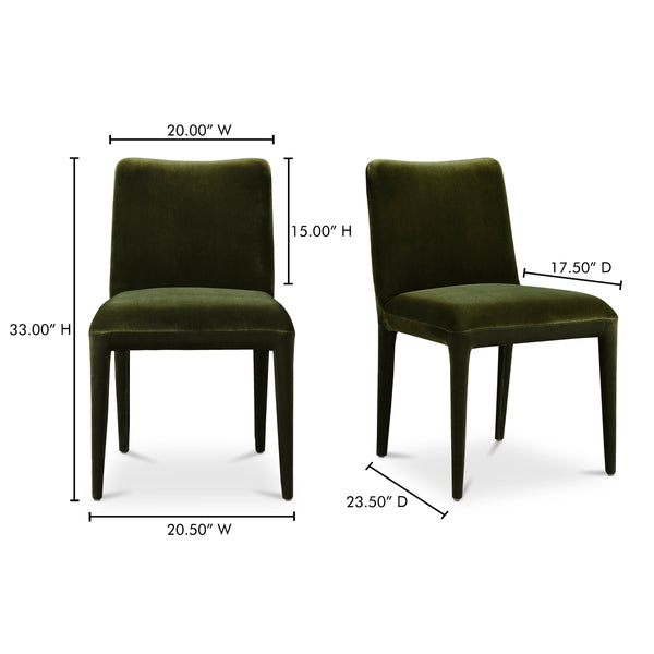 Moe's Calla Dining Chair Green Velvet, Set of 2