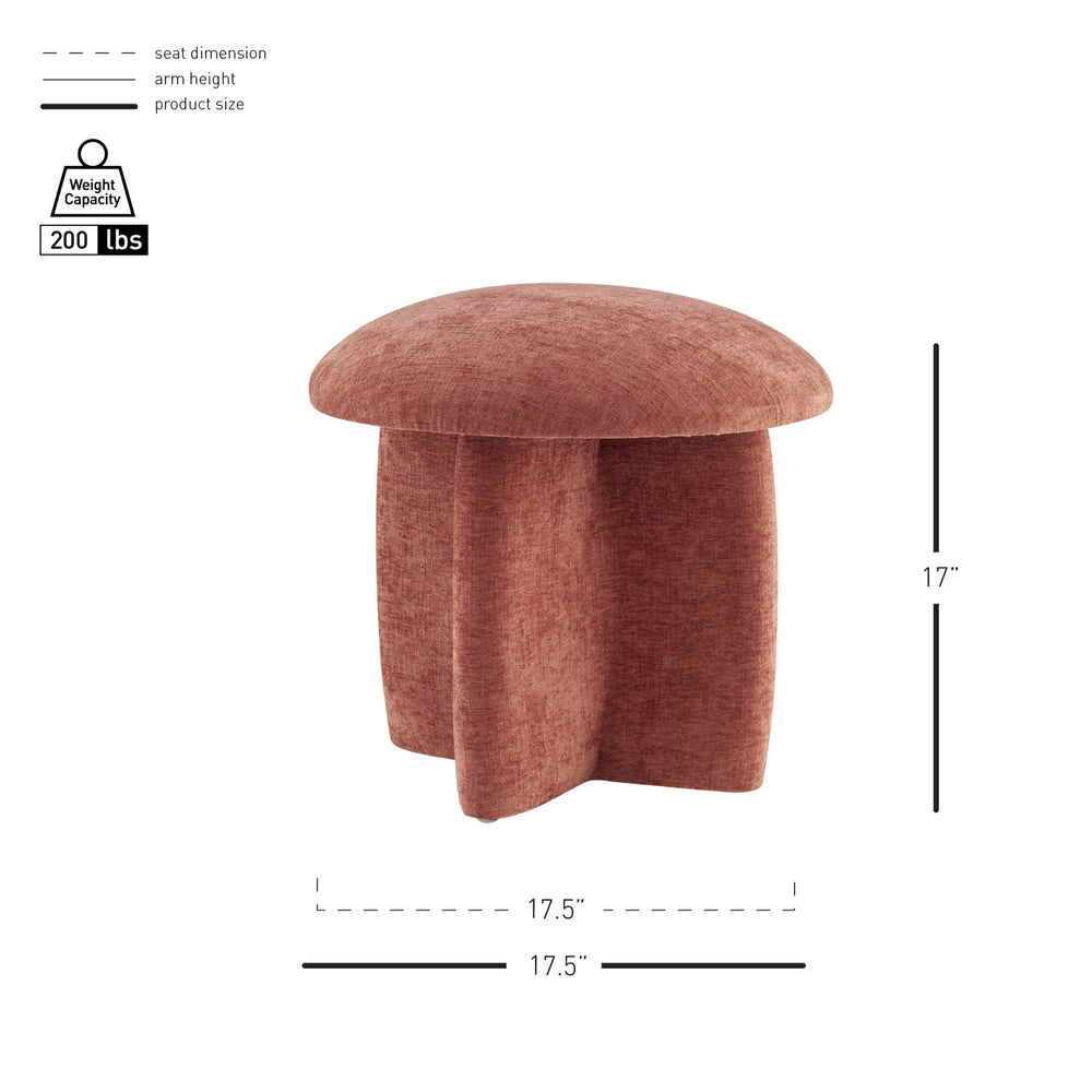 Cielo Chenille Ottoman, Millburry Coral
