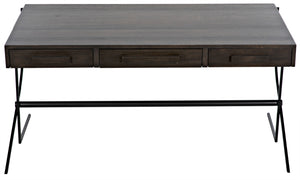 Frank Ebony Walnut Desk with Matte Black Steel Base