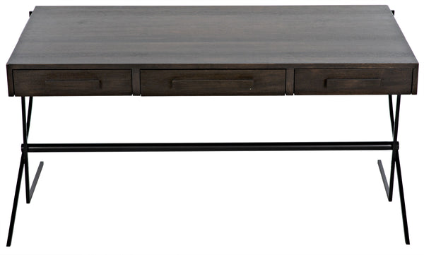 Frank Ebony Walnut Desk with Matte Black Steel Base
