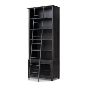 Admont Bookcase And Ladder In Worn Blk