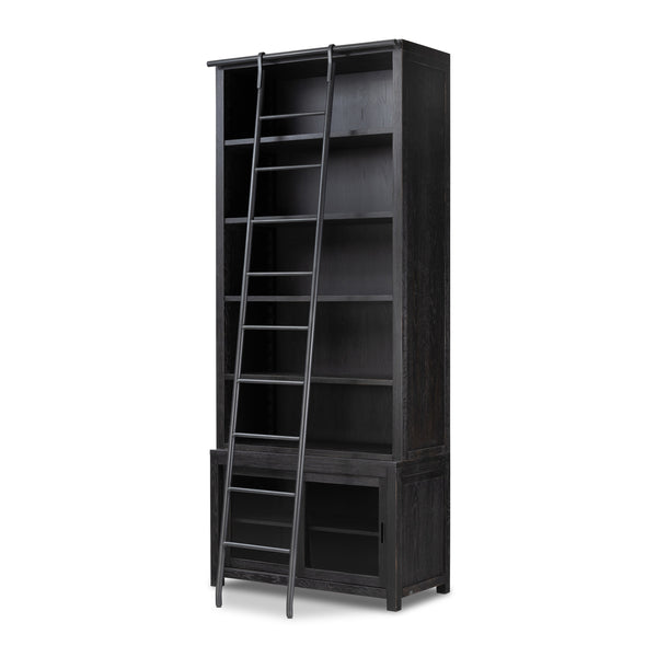 Admont Bookcase And Ladder In Worn Blk