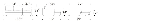 NEAH SOFA BED, STANDARD W/LOUNGER, 63"X77"