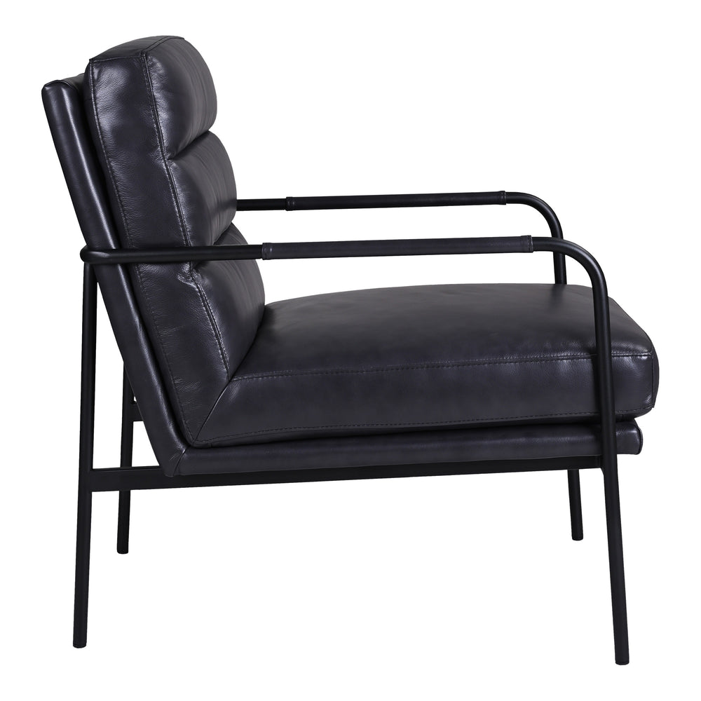 Moe's Verlaine Armchair in Raven Black Leather