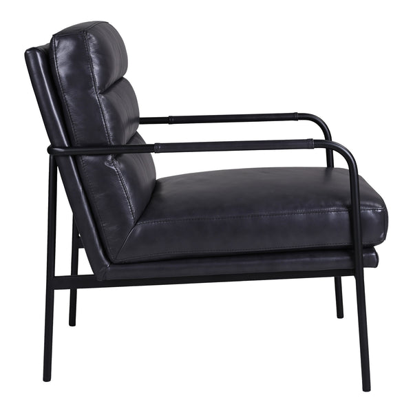 Moe's Verlaine Armchair in Raven Black Leather