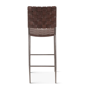Copenhagen 17" Buffalo Leather and Iron Bar Chair, Brown