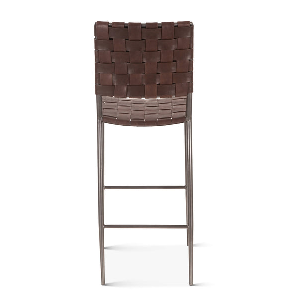 Copenhagen 17" Buffalo Leather and Iron Bar Chair, Brown