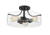 Delaney 3 Light Semi Flush Mount in Matte Black Finish