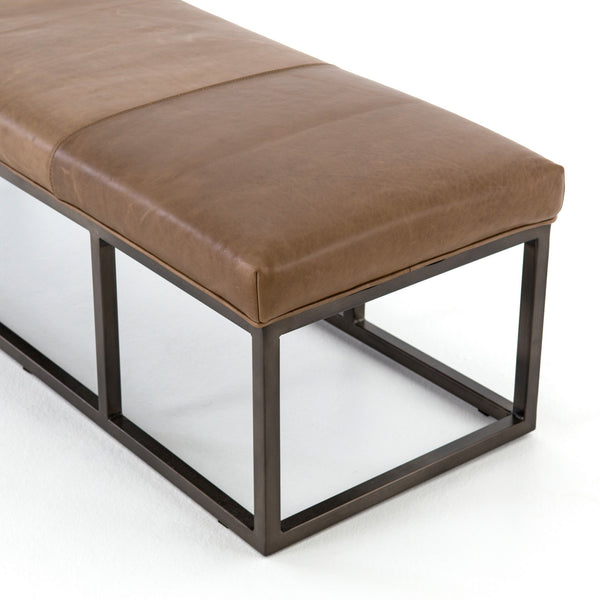Beaumont Leather Bench-Warm Taupe Dakota