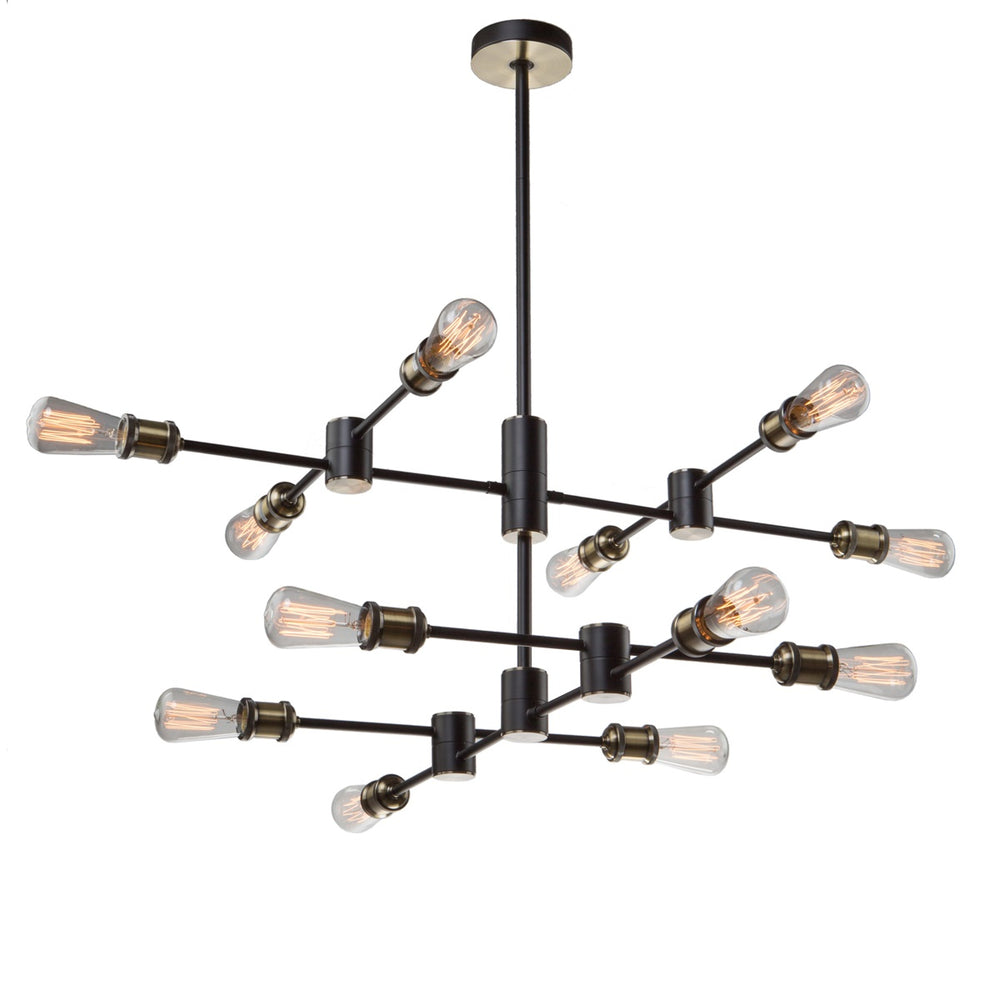 Tribeca AC10782BK Chandelier in Matte Black & Satin Brass