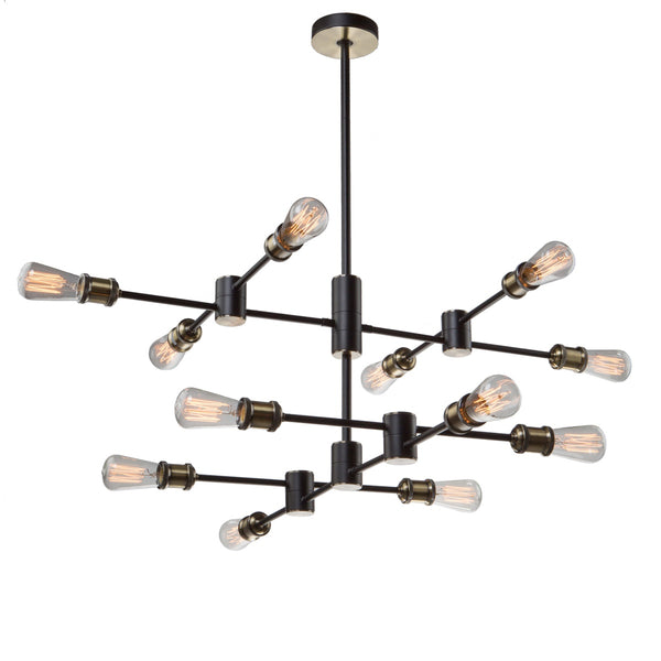 Tribeca AC10782BK Chandelier in Matte Black & Satin Brass