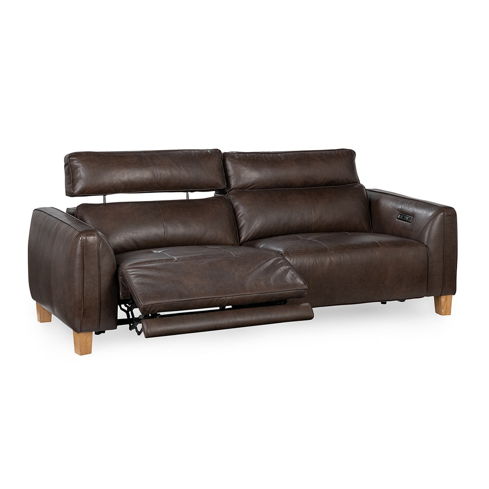 Conway Power Recliner Sofa in Brown Leather