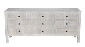 Conrad 9-Drawer Mahogany Dresser with Brass Pulls in White Wash Finish