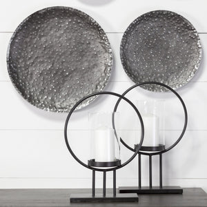 Saturn I Small Black Metal Table Candle Holder