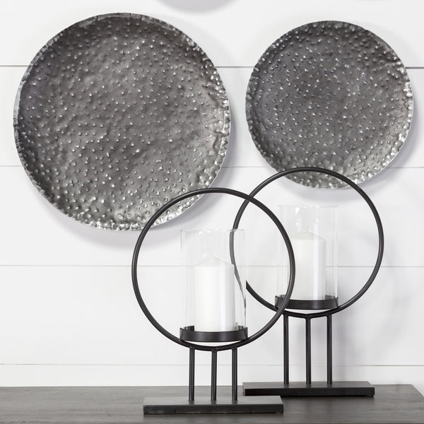 Saturn I Small Black Metal Table Candle Holder
