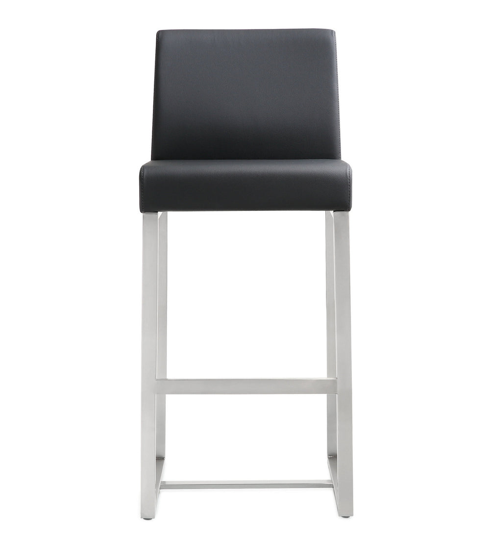 Denmark Black Stainless Steel Counter Stool (Set of 2)