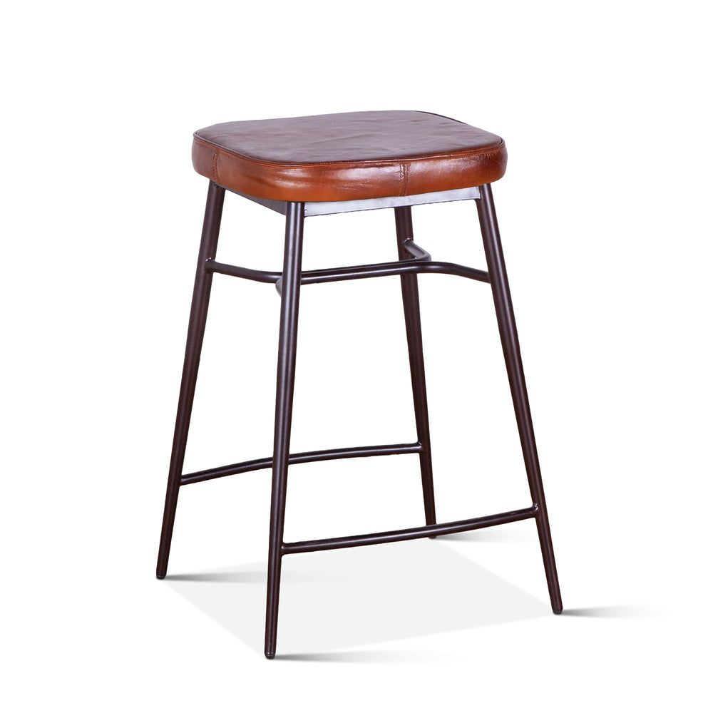 Wellington Backless Leather Counter Stool