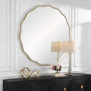 Aneta Large Gold Round Mirror