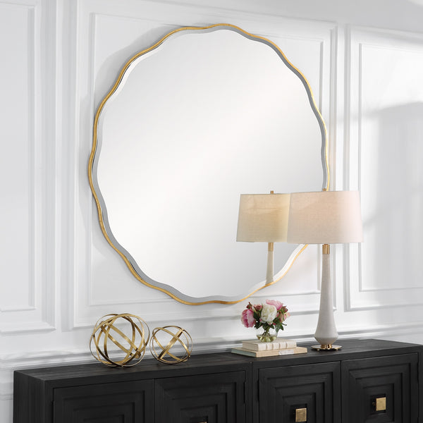 Aneta Large Gold Round Mirror