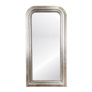 HAND CARVED SILVER LEAF CURVED TOP RECT MIRROR