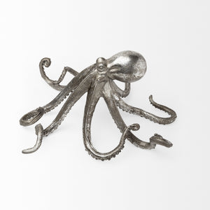 Strafford Medium 13L x 7W Silver Resin Octopus