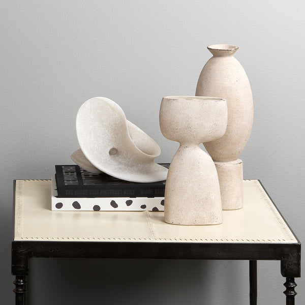 Elavated Ceramic Decorative Vase, Off White