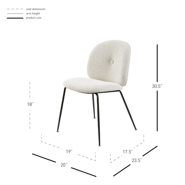 Nisha KD Fabric Dining Side Chair, Posh Ivory