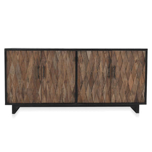 Anton Solid Wood 4Dr Cabinet in Black-Natural Finish