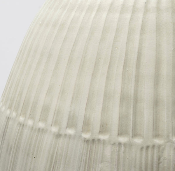 Reyan Large 28.5" Pearl White Ceramic Striped Vase