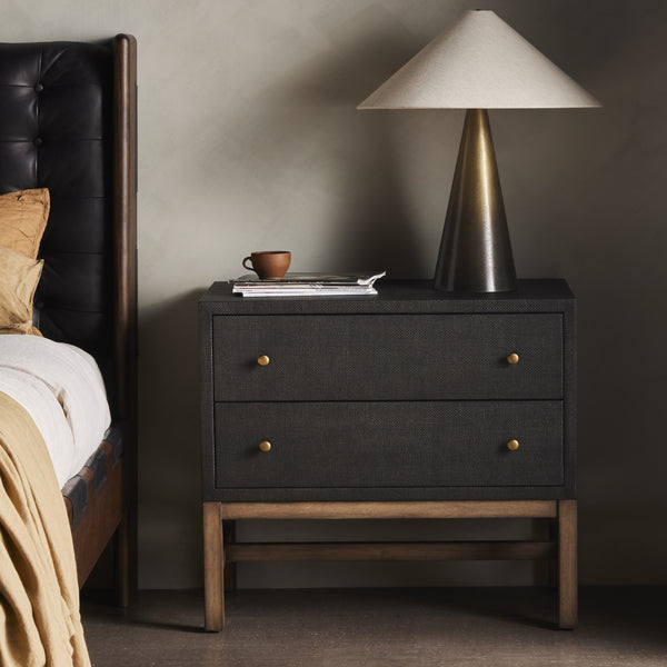 Fiona Nightstand In Black Raffia