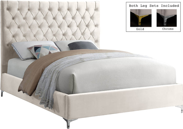 Robin King Bed In Cream Velvet