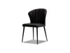 ARIEL Dining Chair in black leather/black powder coated legs