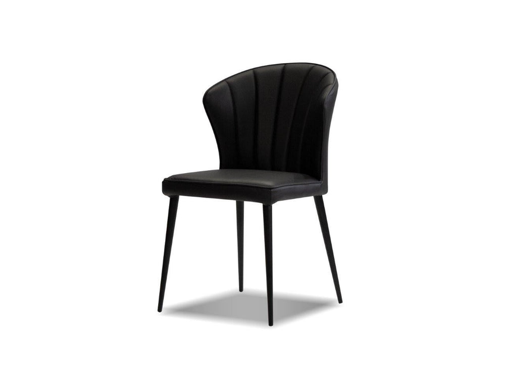 ARIEL Dining Chair in black leather/black powder coated legs