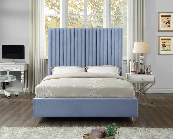 Fredrick King Bed In Sky Blue Velvet