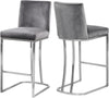 Rick Stool In Grey Velvet and Chrome