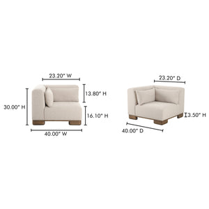 Moe's June Corner Chair in Oatmeal Beige