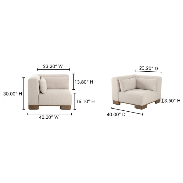 Moe's June Corner Chair in Oatmeal Beige
