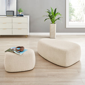 Carlese Boucle Big Ottoman, Palladian Beige
