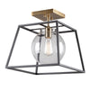 Bridegtown 1 Light Semi Flush in Black & Harvest Brass