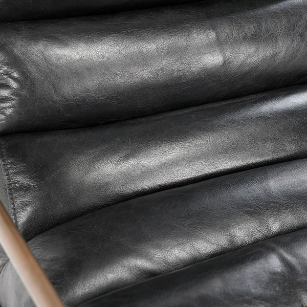 Argo Leather Accent Chair - Jet Black with Metal Frame