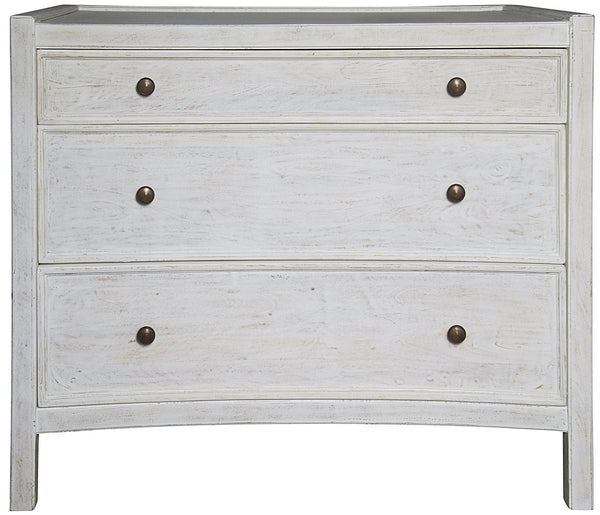 Hampton Mahogany and Veneer Side Table with Brass Pulls in White Wash Finish