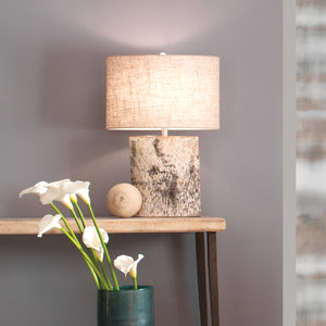 Forrester Birch Wood Table Lamp with Linen Shade