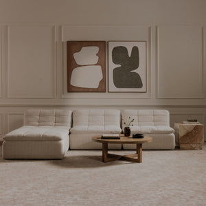 Moe's Lino Ottoman in Textured Oat