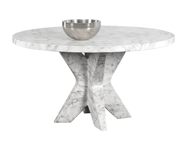 Cypher Dining Table Base - Marble Look - White