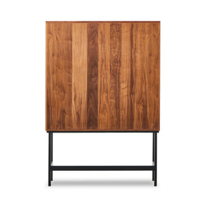 Hayward Cabinet In Natural Walnut-Black Aluminum-Black Iron